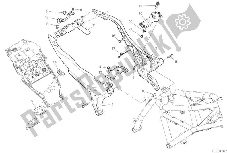 Todas as partes de Quadro Traseiro Comp. Do Ducati Scrambler 1100 PRO USA 2020